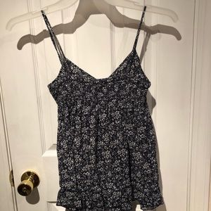 Express navy white flowered tank